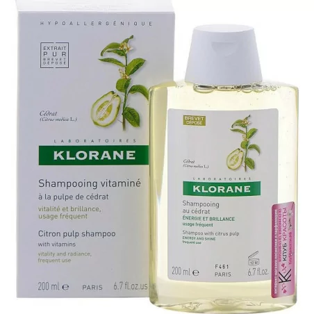 Klorane shampooing clarifiant cheveux pulpe de cédrat 200ml Parapharmelle