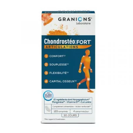 Granions Chondrosteo Fort boîte 120 – complément pour renfort articulations et cartilage, disponible chez Parapharmelle