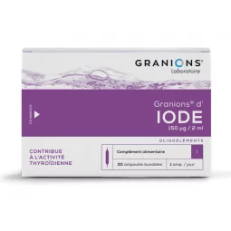 Boite Granions D'Iode ampoules buvables, complément en iode naturel pour équilibre thyroïdien, Parapharmelle