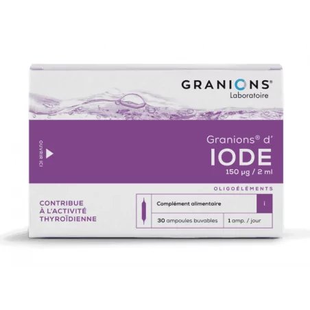 Boite Granions D'Iode ampoules buvables, complément en iode naturel pour équilibre thyroïdien, Parapharmelle