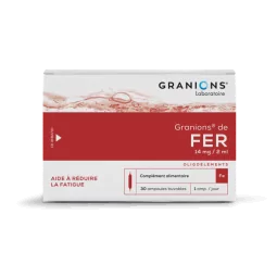 Granions De Fer ampoules buvables, complément naturel pour lutter contre la fatigue et renforcer le tonus, Parapharmelle