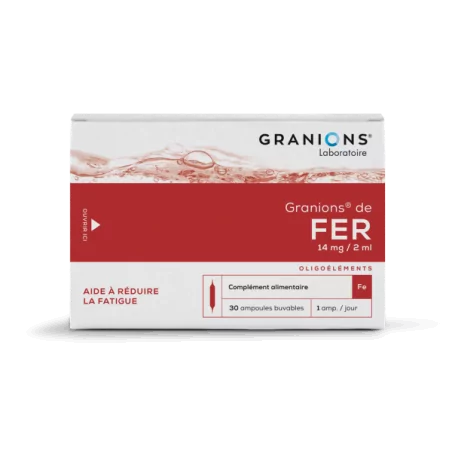 Granions De Fer ampoules buvables, complément naturel pour lutter contre la fatigue et renforcer le tonus, Parapharmelle