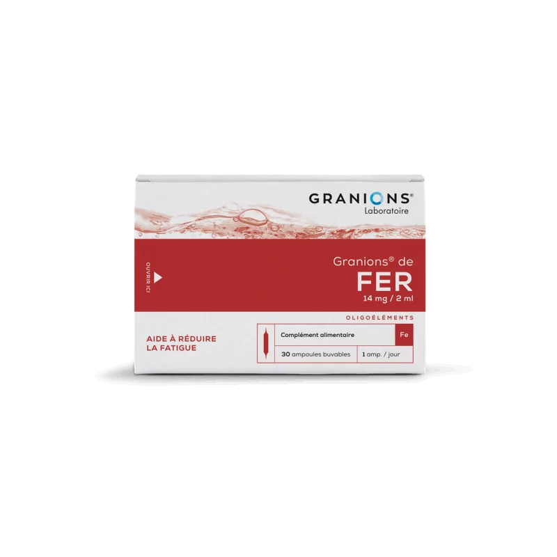 Granions De Fer ampoules buvables, complément naturel pour lutter contre la fatigue et renforcer le tonus, Parapharmelle