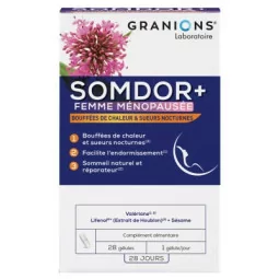 Granions Somdor + Ménopause 28 gélules, complément naturel pour sommeil et bien-être ménopause, Parapharmelle