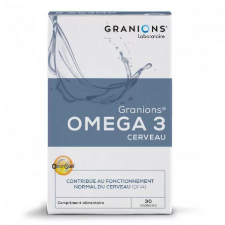 Granions Oméga 3 Cerveau 30 capsules, complément naturel pour mémoire et concentration, Parapharmelle