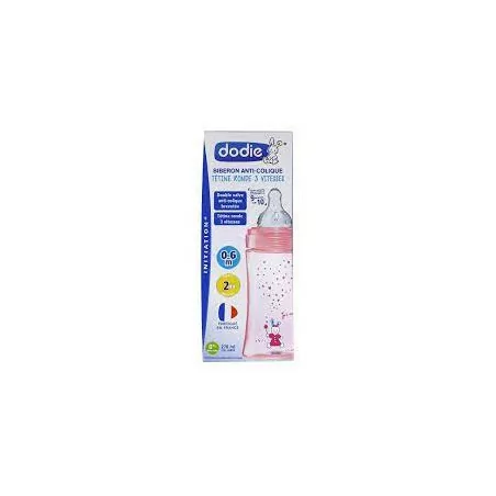 Dodie Biberon 2 Init A/col 270ml 0-6m Rose L