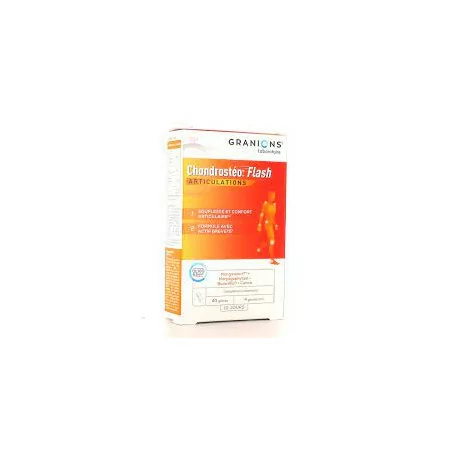 Boite Granions Chondrosteo + Flash Gélules boîte 40 – soutien articulations et cartilage, disponible chez Parapharmelle