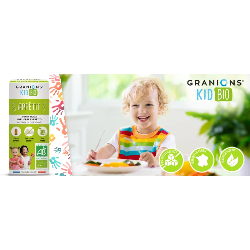 Granions sirop enfant appétit, solution naturelle pour augmenter l’appétit chez les enfants, parapharmacie Parapharmelle