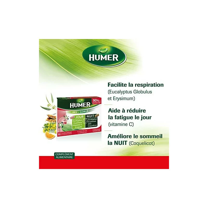 Boîte Humer 15 comprimés – respiration libre jour et nuit