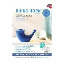 Rhino Horn Bleu – dispositif de lavage nasal doux, vendu sur Parapharmelle