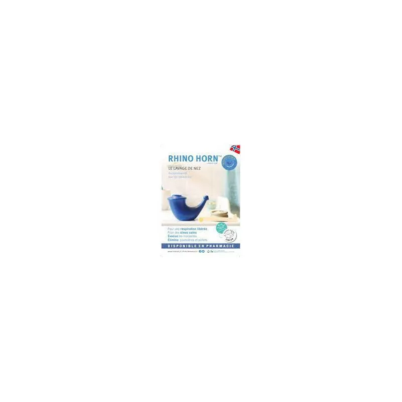 Rhino Horn Bleu – dispositif de lavage nasal doux, vendu sur Parapharmelle