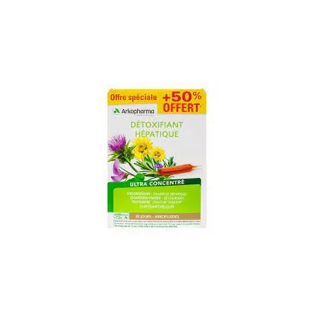 Arkopharma Arkofluides Détoxifiant Hépatique 20 Ampoules + 10 Ampoules Offertes
