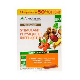 Arkofluide stimulant physique 30 ampoules Bio
