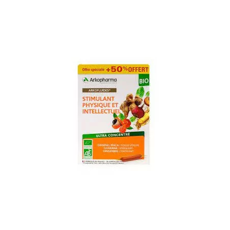Arkofluide stimulant physique 30 ampoules Bio