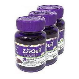 ZzzQuil Sommeil lot de 3 gommes mélatonine complément sommeil Parapharmelle
