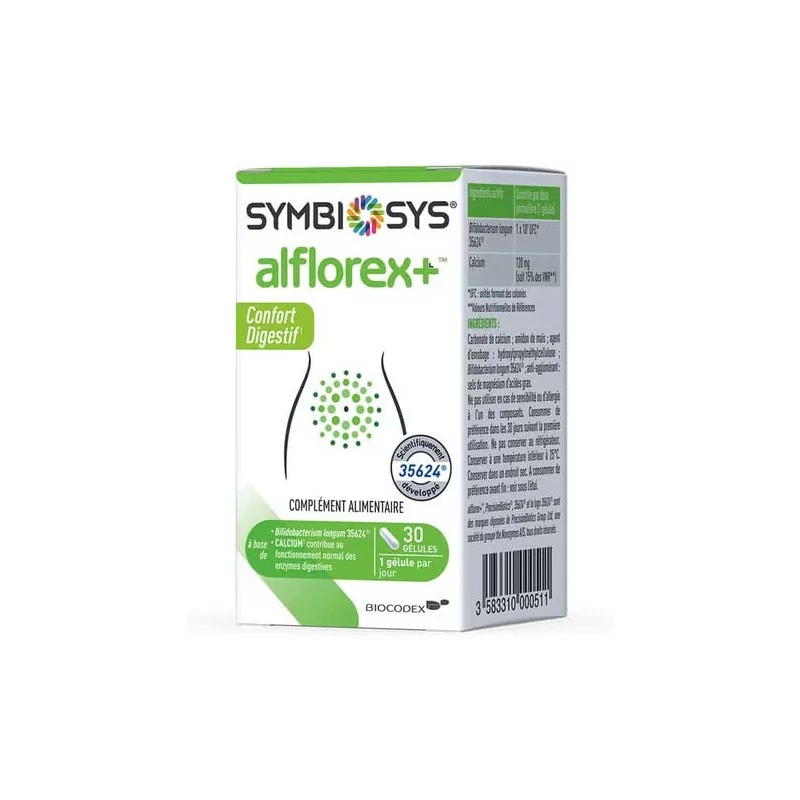 SYMBIOSYS - Alflorex + 30 gélules - Confort Digestif - Probiotiques - Souches Microbiotiques