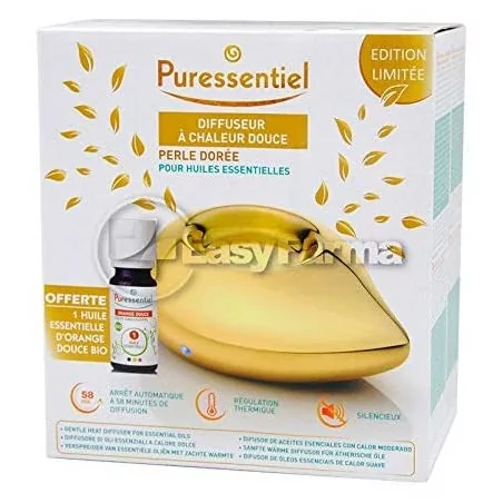 Coffret difusseur perle dorée avec huile essentielle offerte
