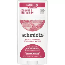 SCHMIDT'S Déodorant Stick Peaux Sensibles Kaolin + Noix de Coco, 100 Pour cent d'Origne Naturelle, Efficacité 24h, 58 ml, 75 