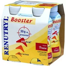 Nestlé Renutryl Booster Fraise boisson hyperprotéinée pack 4 Parapharmelle