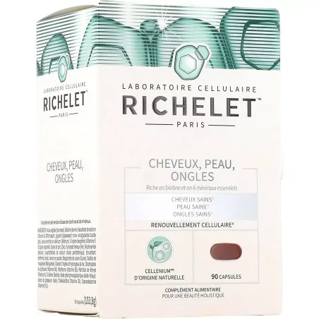 RICHELET CHEVEUX PEAU ONGLES - Cheveux Sains, Peau Saine et Ongles Sains Boite de 90 Capsules