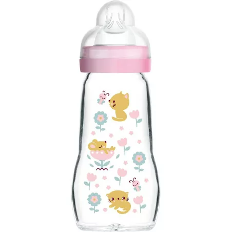 MAM Biberon en verre Organic Garden 260ml bébé 2 mois Parapharmelle
