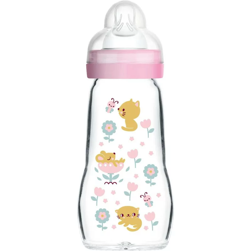 MAM Biberon en verre Organic Garden 260ml bébé 2 mois Parapharmelle