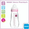 MAM Biberon en verre Organic Garden – Tétine Débit 2 Moyen pour bébé à partir de 2 mois (260 ml)