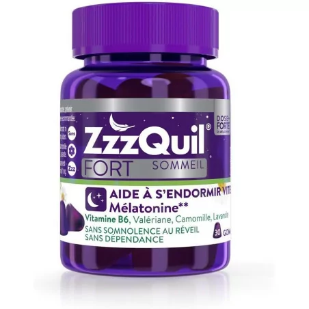 ZzzQuil Fort Sommeil 30 gommes arôme fruits des bois complément sommeil Parapharmelle