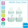 MAM Lot de 2 Biberons Easy Start anti-colique 0+ mois Aqua 2 x 160 ml