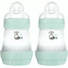 MAM Lot de 2 Biberons Easy Start anti-colique 0+ mois Aqua 2 x 160 ml