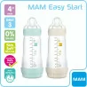 MAM Lot de 2 biberons Easy Start Anti-Colique (320 ml), biberon bébé idéal pour l'allaitement mixte