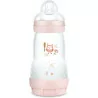 MAM , Biberon Easy Start anti-colique 2+ mois (260 ml) Blush – Biberon avec tétine en silicone débit 2 vitesse moyenne idéal