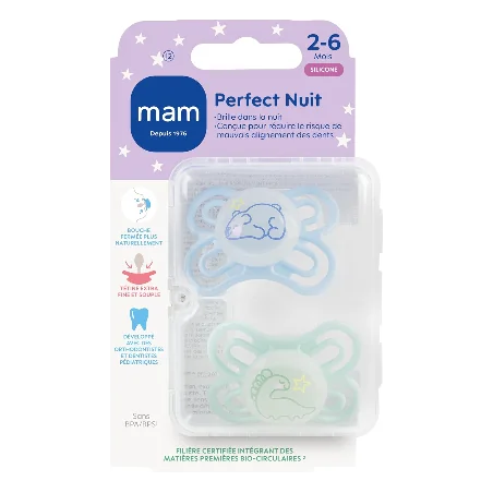 mam sucette perfect nuit 2-6 mois silicone phosphorescent parapharmelle
