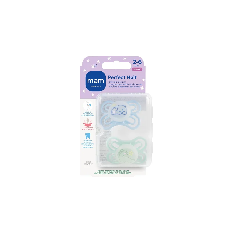 mam sucette perfect nuit 2-6 mois silicone phosphorescent parapharmelle