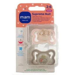 Sucette MAM Supreme Nuit 2-6 mois silicone 2 pièces