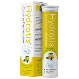 Hydratis Citron Pastille Effervescente 20 – hydratation et vitamines, disponible chez Parapharmelle