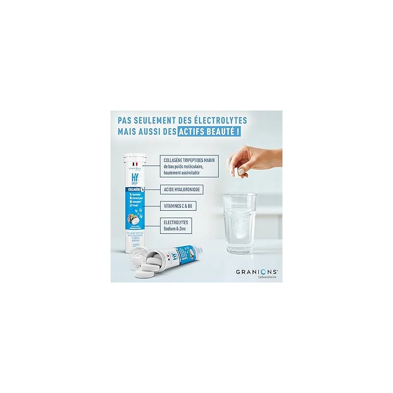 Complément alimentaire collagène Granions Hydro saveur framboise cassis Parapharmelle
