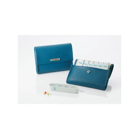 Pilbox Liberty V4 Fauve Pétrole boîte à pilules 7 compartiments Parapharmelle