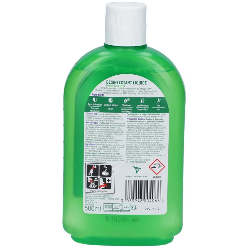 Dettol liquide désinfectant antiseptique 500ml protection bactéries Parapharmelle