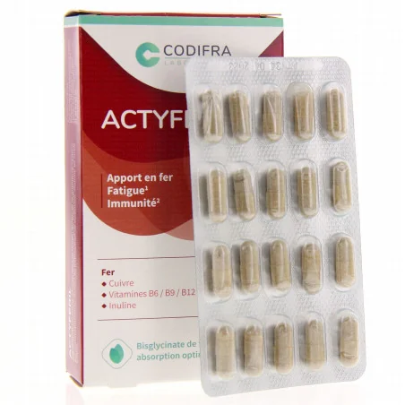 Codifra Actyferil 60 gélules complément alimentaire fer vitamines Parapharmelle