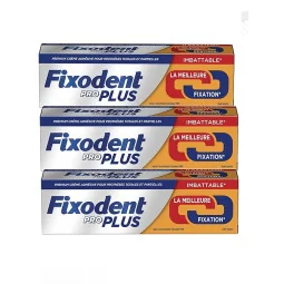 Lot de 3 tubes Fixodent Pro Duo Action fixation prothèses dentaires Parapharmelle